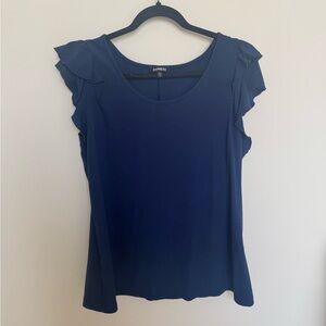 Express Women's Navy Ruffle Sleeve Blouse